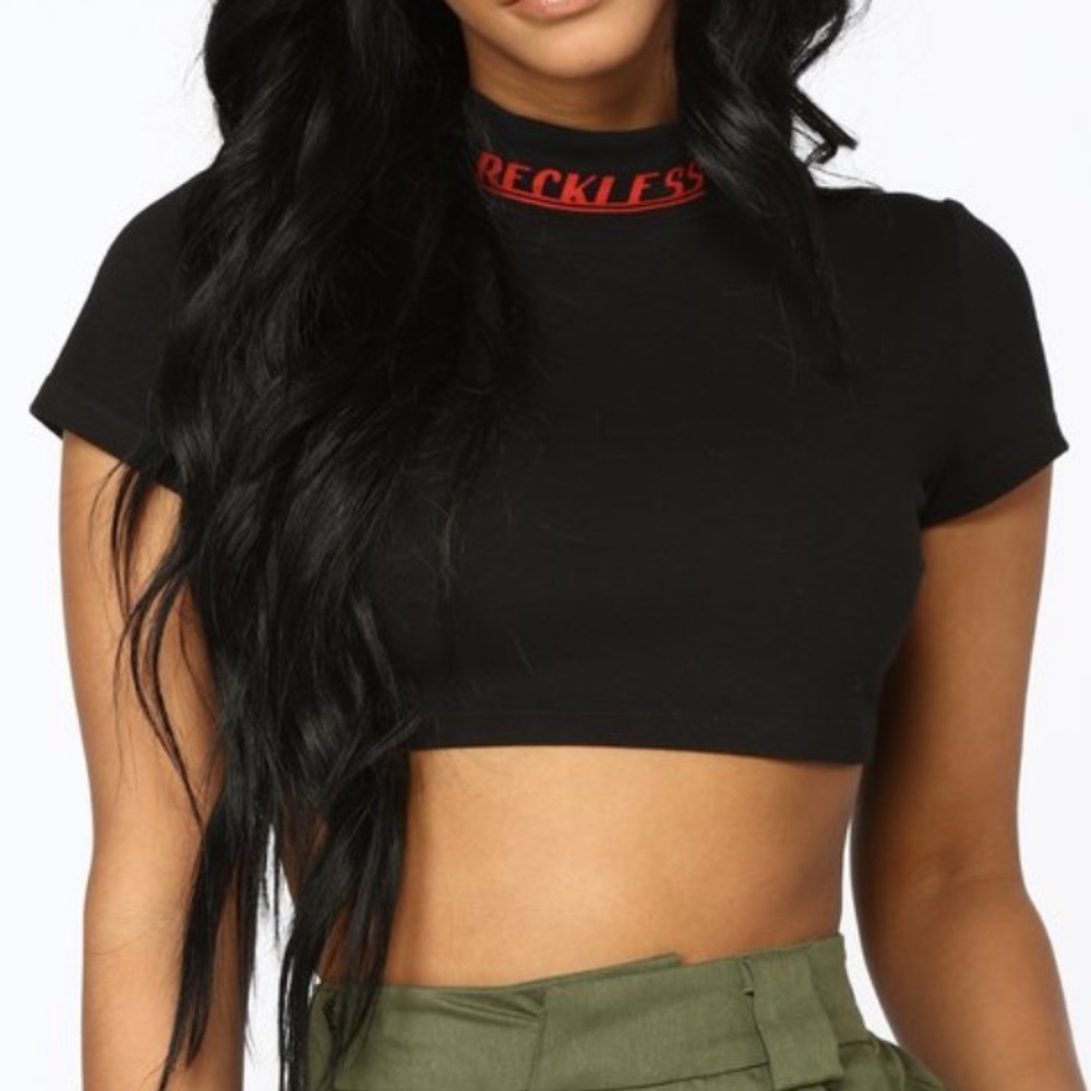 Reckless turtle neck extreme crop top fashion nova